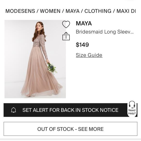 MAYA BRIDESMAID V-NECK MAXI TULLE DRESS NEW W TAGS SEQUIN TOP WOMEN SZ LARGE/14 - Picture 4 of 12